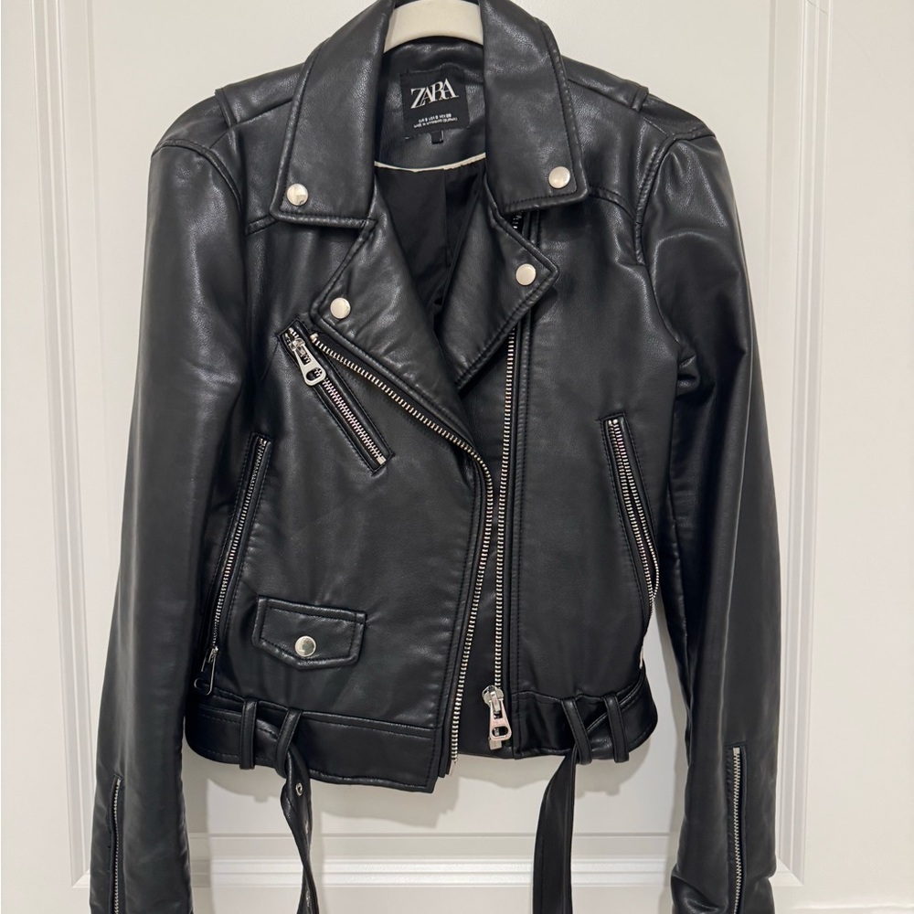 Zara Black Faux Leather Moto Jacket